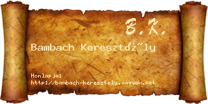 Bambach Keresztély névjegykártya